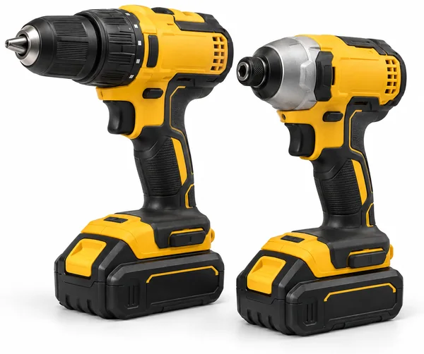 Cordless drill and impact driver with batteries