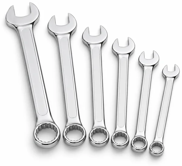 Six-piece chrome combination wrench set