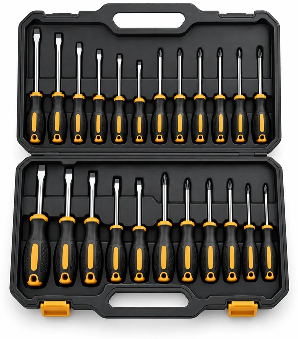 24-piece magnetic screwdriver set in a storage case