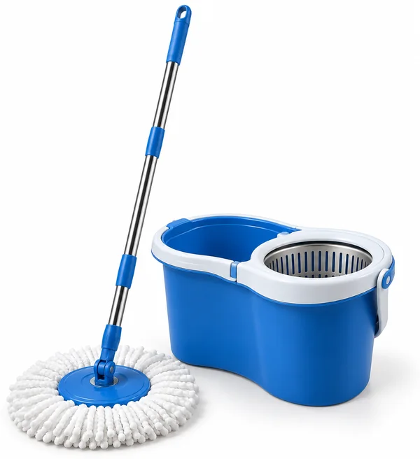 Microfiber spin mop with wringer bucket